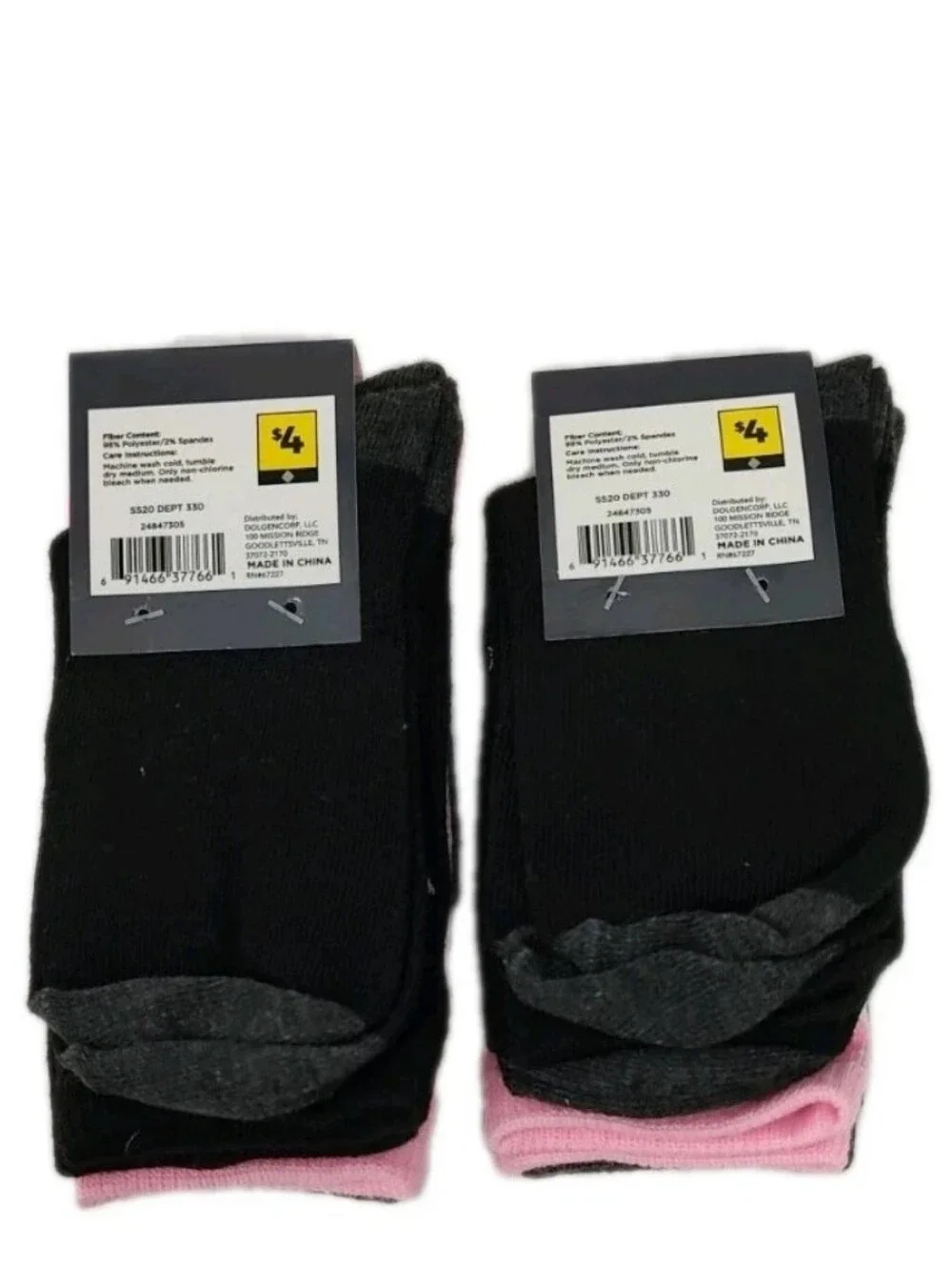 NEW 6 Pairs Girls Llama Crew Socks 2 Packs of 3 Shoe Size 10.5-4Bundle of 2 p